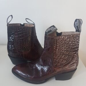 Oeste Salvaje Leather Western Cowboy Boots Cognac Sz 8
